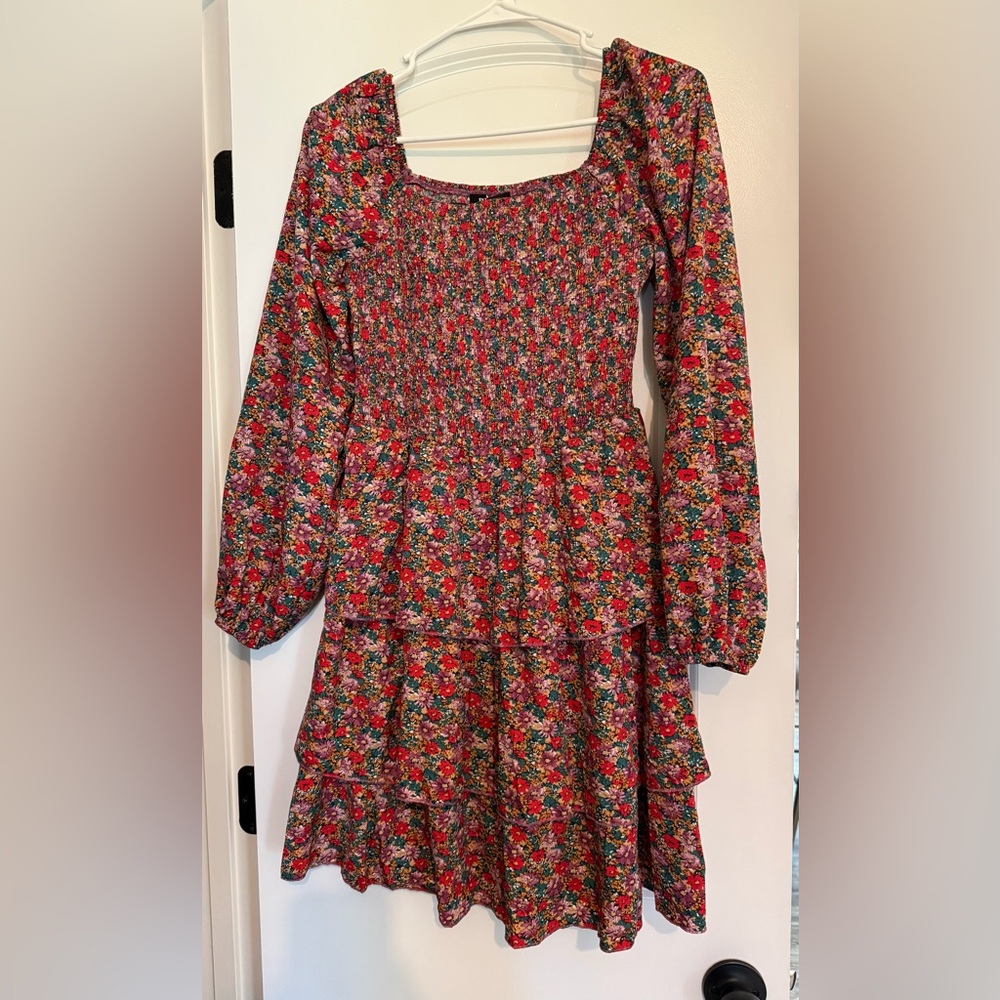 Floral Long Sleeve Kids Dress